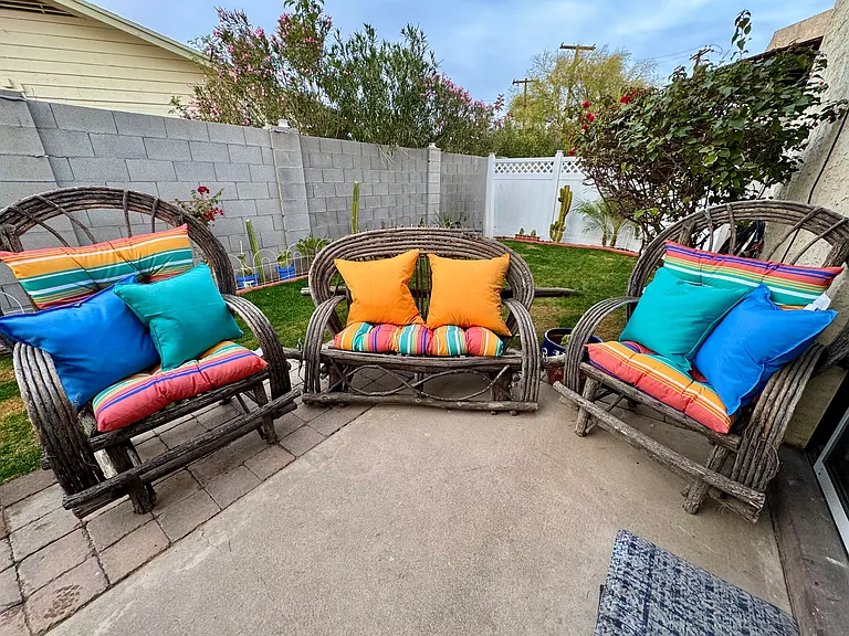 Outdoor sitting furniture.