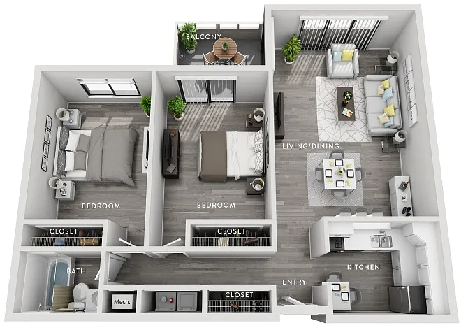 Floor plan Maple (Bp) 2 Bedroom Apartment