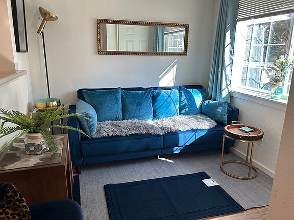 Second living area/ with a few minor furniture adjustments this room can also be used as a second room-velvet sofa, falls a into full-size bed if necessary.