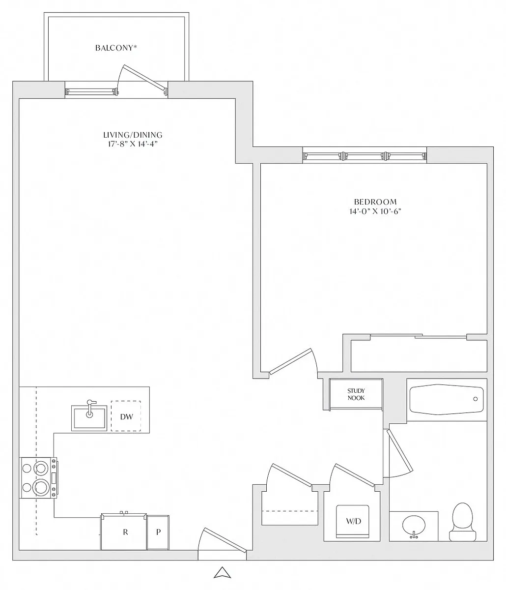 Floor plan 1 Bed/1 Bath-A3