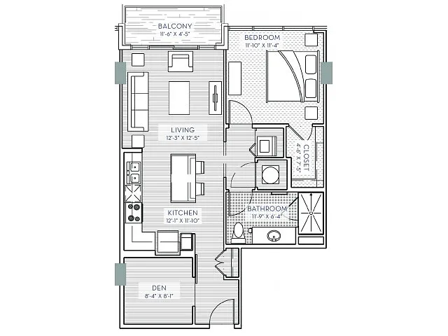 Floor plan One Bedroom - Den