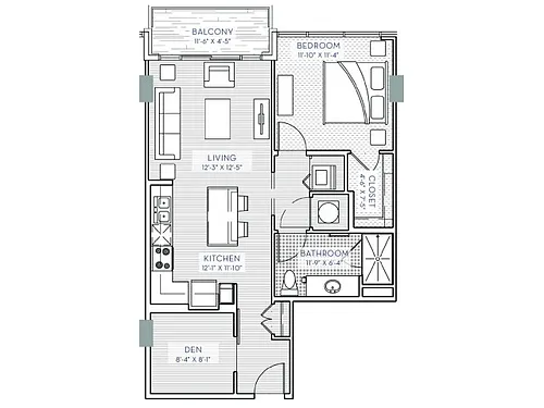 Floor plan One Bedroom - Den