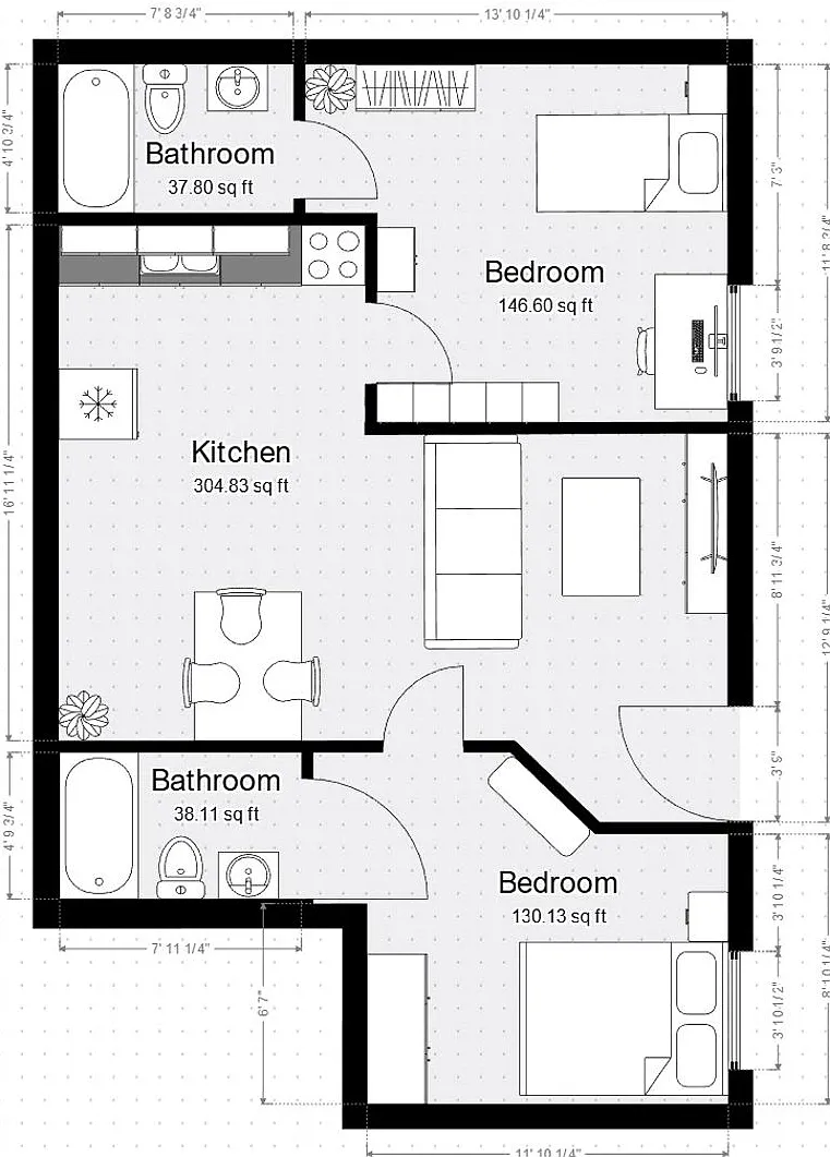 Private 2BR/2BA Suite at Campus Edge — Photo 3