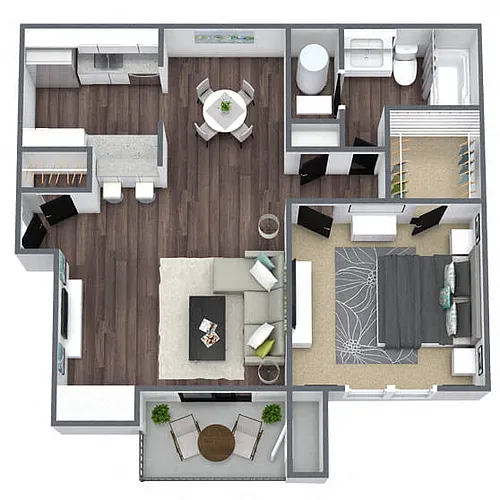 Floor plan A2: 1 Bed 1 Bath