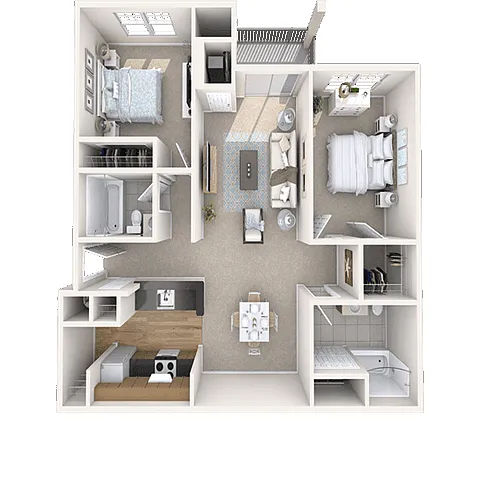 Floor plan 2 Bedroom 2 Bath