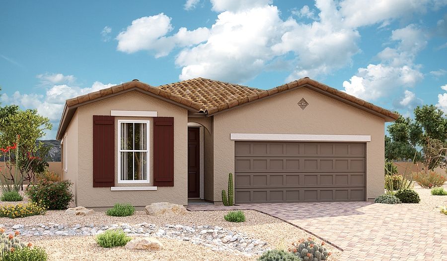 The Sunstone - Elevation A shown with optional pavers