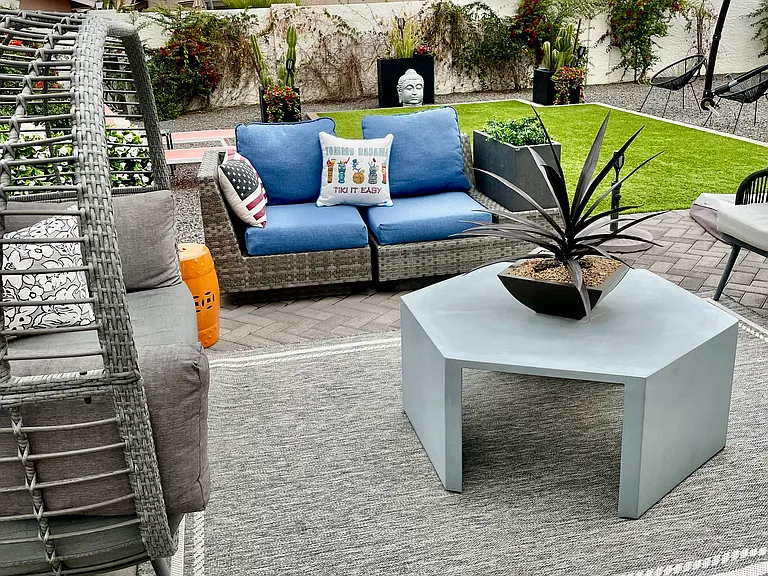 Backyard luxury peaceful yard and seating