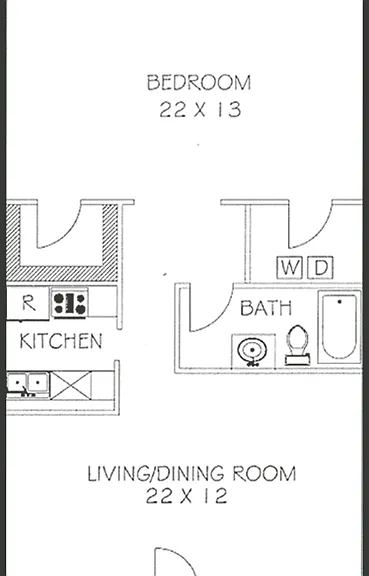 1 Bed 1 Bath Floorplan 1 Bed 1 Bath Floorplan