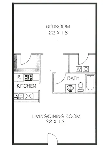 Floor plan 1 Bedroom 1 Bath