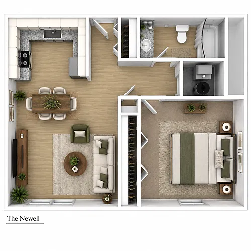 Floor plan 1 Bedroom 1 Bath - Newell