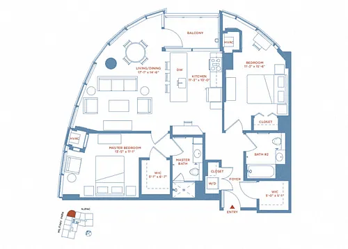 Floor plan 2 Bed/2 Bath
