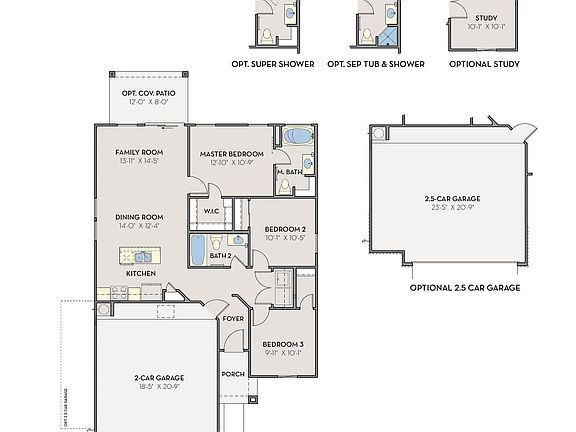2.5 Car Garage Floor Plan Mirage Perkinsville
