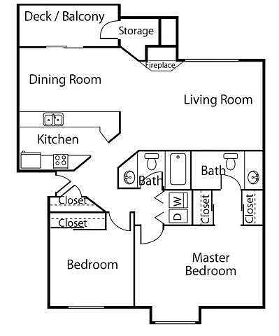 Floor plan Two Bedroom Two Bath
