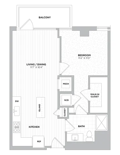 Floor plan 1 Bed/1 Bath-A4