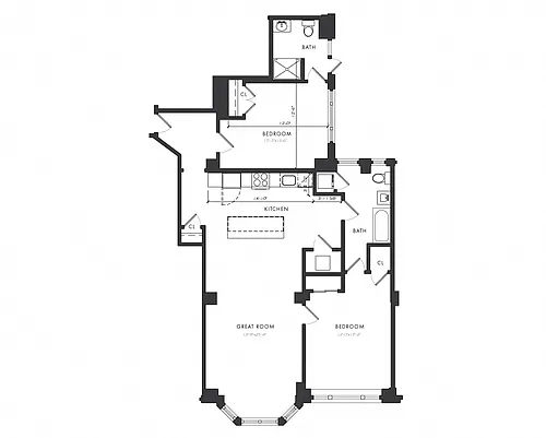 Floor plan Residence D - 2 Bedroom