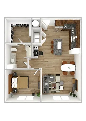 Floor plan 1X1 (A-3; Type B)