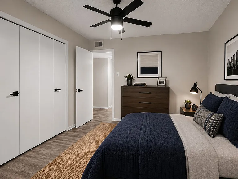 Second bedroom _ Second bedroom with a full-width double closet