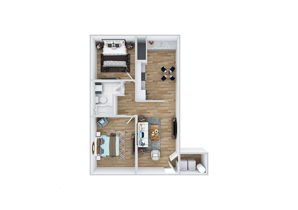 Floor plan 2 Bed, 1 Bath Classic