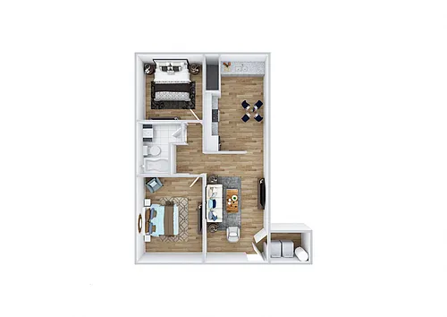 Floor plan 2 Bed, 1 Bath Classic