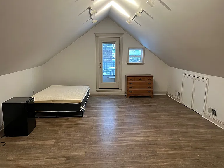 Bedroom looking east towards the private exterior deck