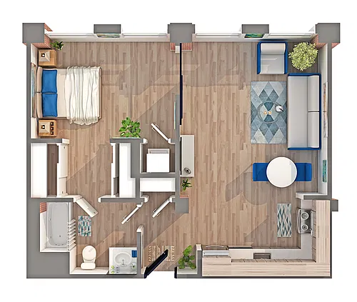 Floor plan 1 BR x 1 BA - C