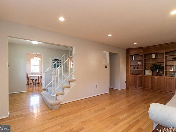 Hardwood flooring and built in book case