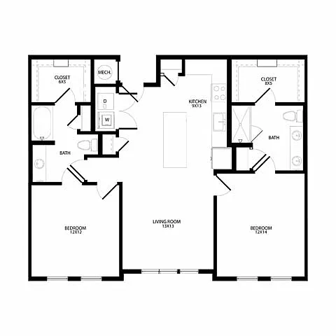 Floor plan Two-Bedroom (B3)