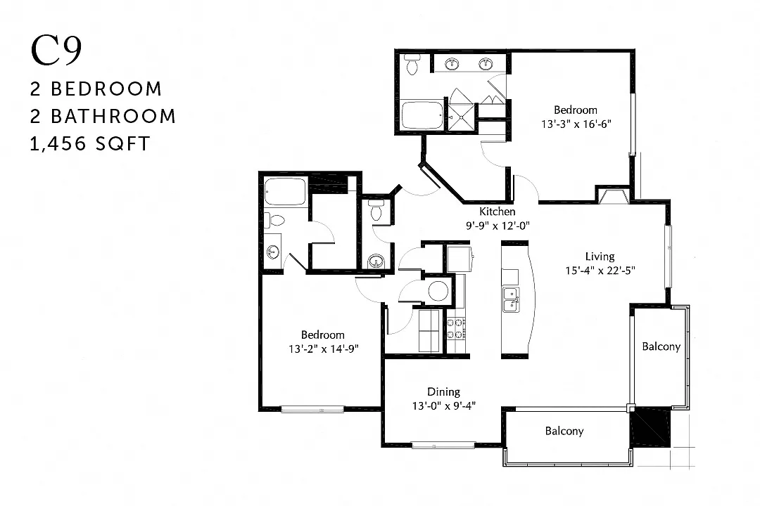 Floor plan C9 Two Bedroom Renovated