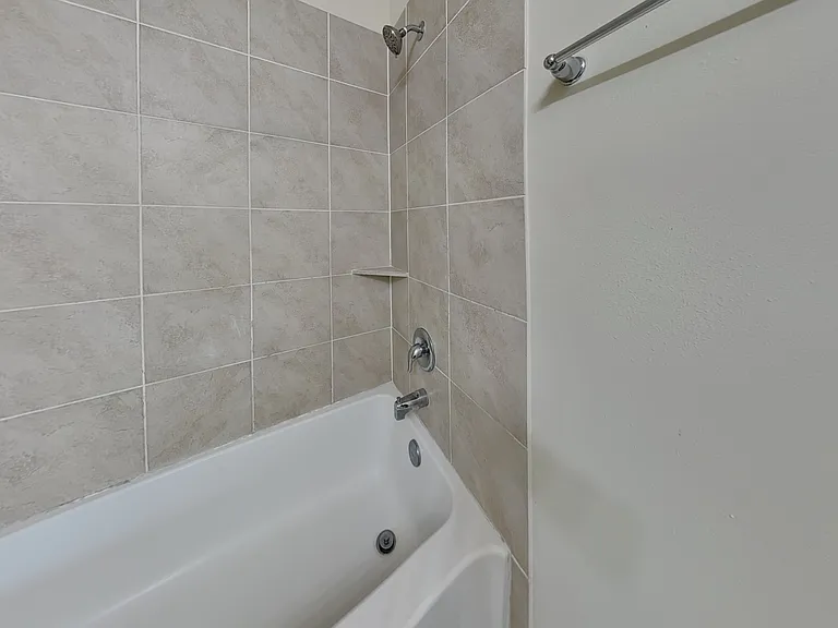 This modern bathroom features