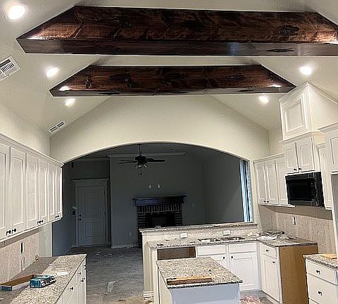 Kitchen facing living room