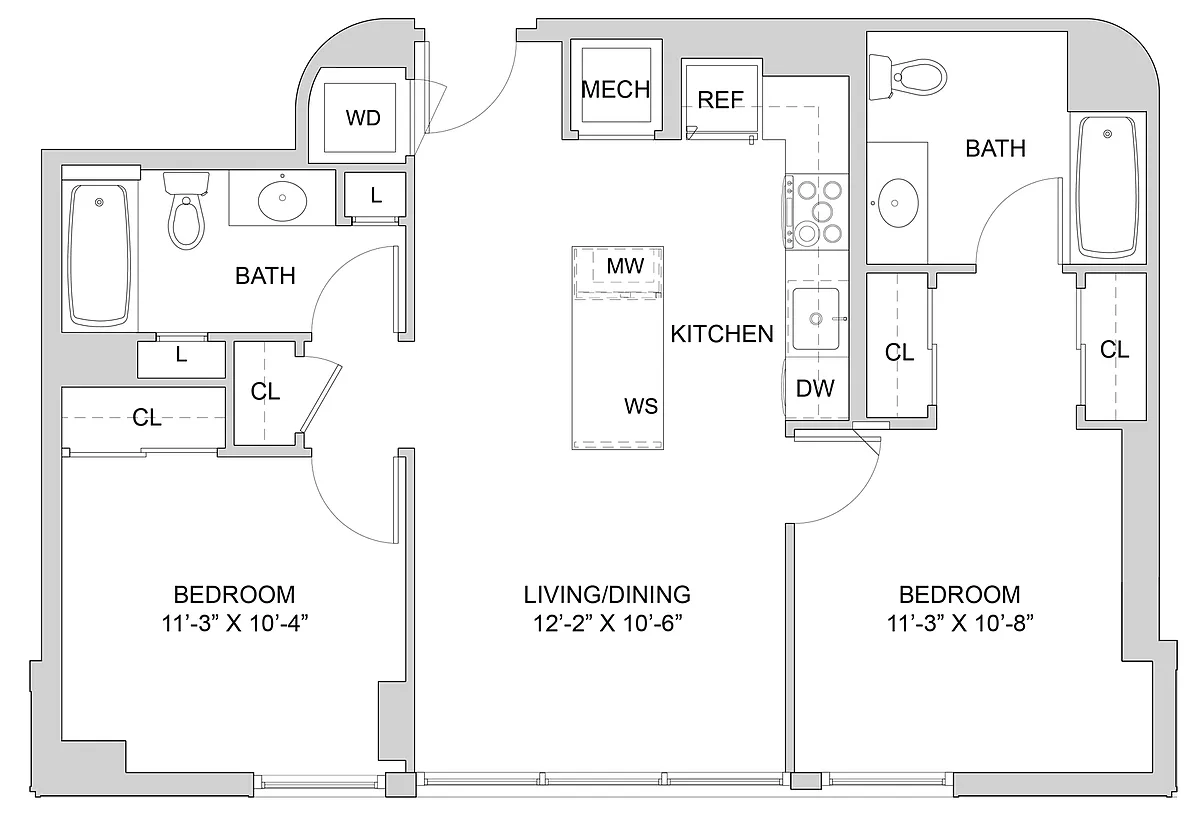 Floor plan 2 Bed_2 Bath-A1_2BR_D Ansi A