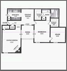 1X1 Study Floor Plan