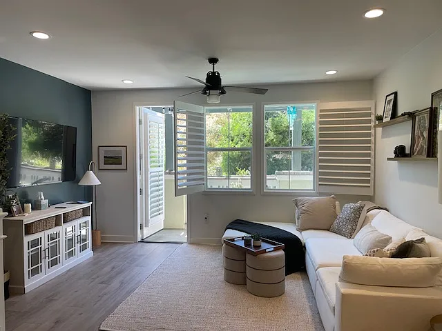 Custom shutters allows you choose your desired light level.
Easy access to private balcony. - 1108 Hibiscus Way