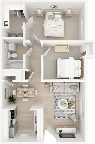 Floor plan 2BD, 1BTH AR