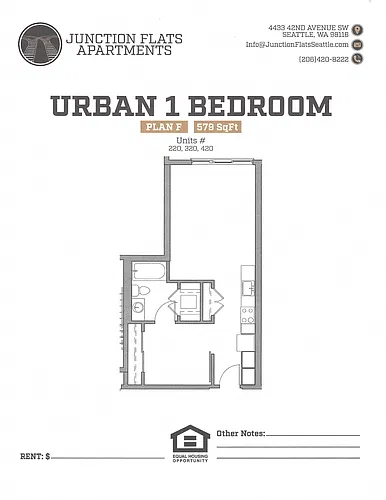 Floor plan 1 Bed 1 Bath K Flats