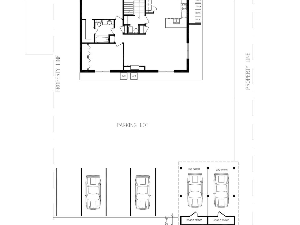 Site plan of property 0.33 Acres w/ covered parking large lawn area