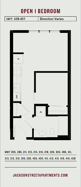 Floor plan Open 1 Bedroom