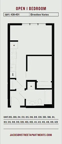 Floor plan Open 1 Bedroom