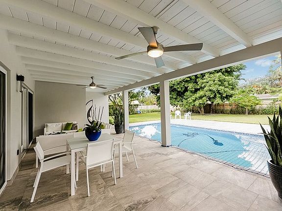 Large Covered Porch with Grey Tile