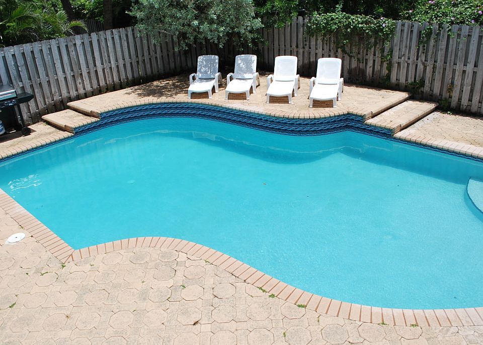 Pool with fenced in yard