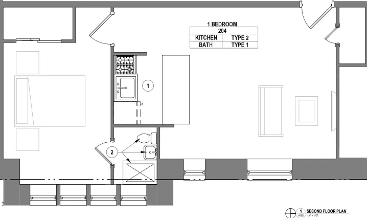 1500 Pine - Apt 204 Floor Plan 1500 Pine - Apt 204 Floor Plan
