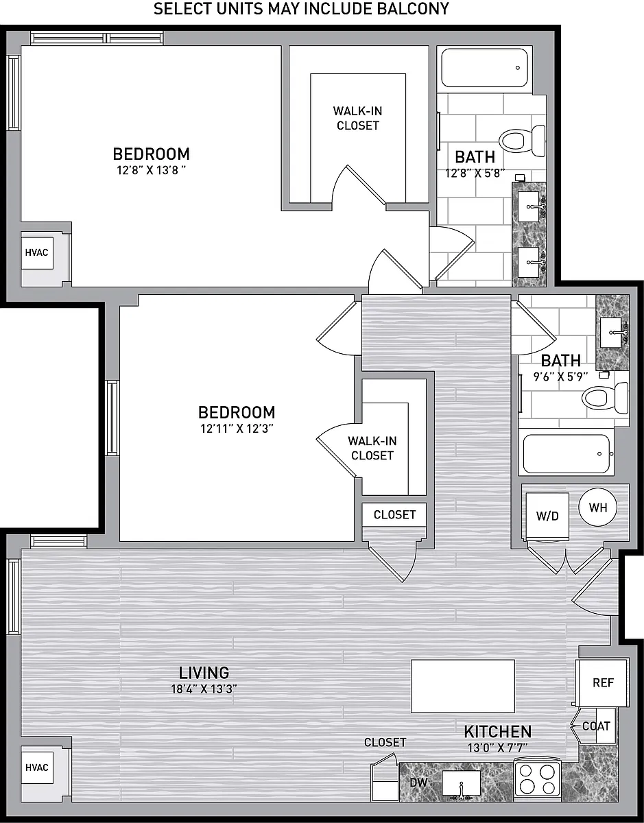 Floor plan 2 Bed 2 Bath-B3