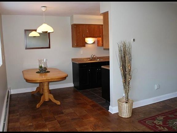 Galley kitchen with separate eating area