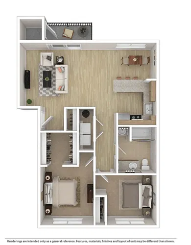 Floor plan 2 Bedroom 1 Bathroom Phase IIA