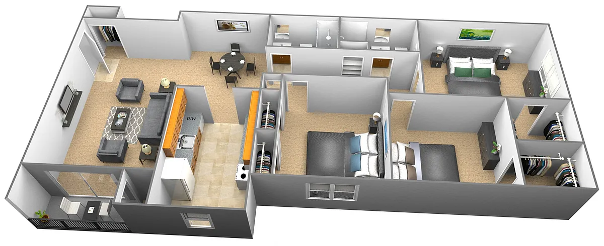 Floor plan 3 Bedroom 2 Bath