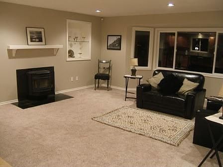 Pellet Stove and bay Windows in Living Room