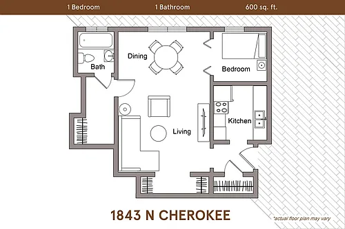 Floor plan 1 Bedroom, 1 Bath