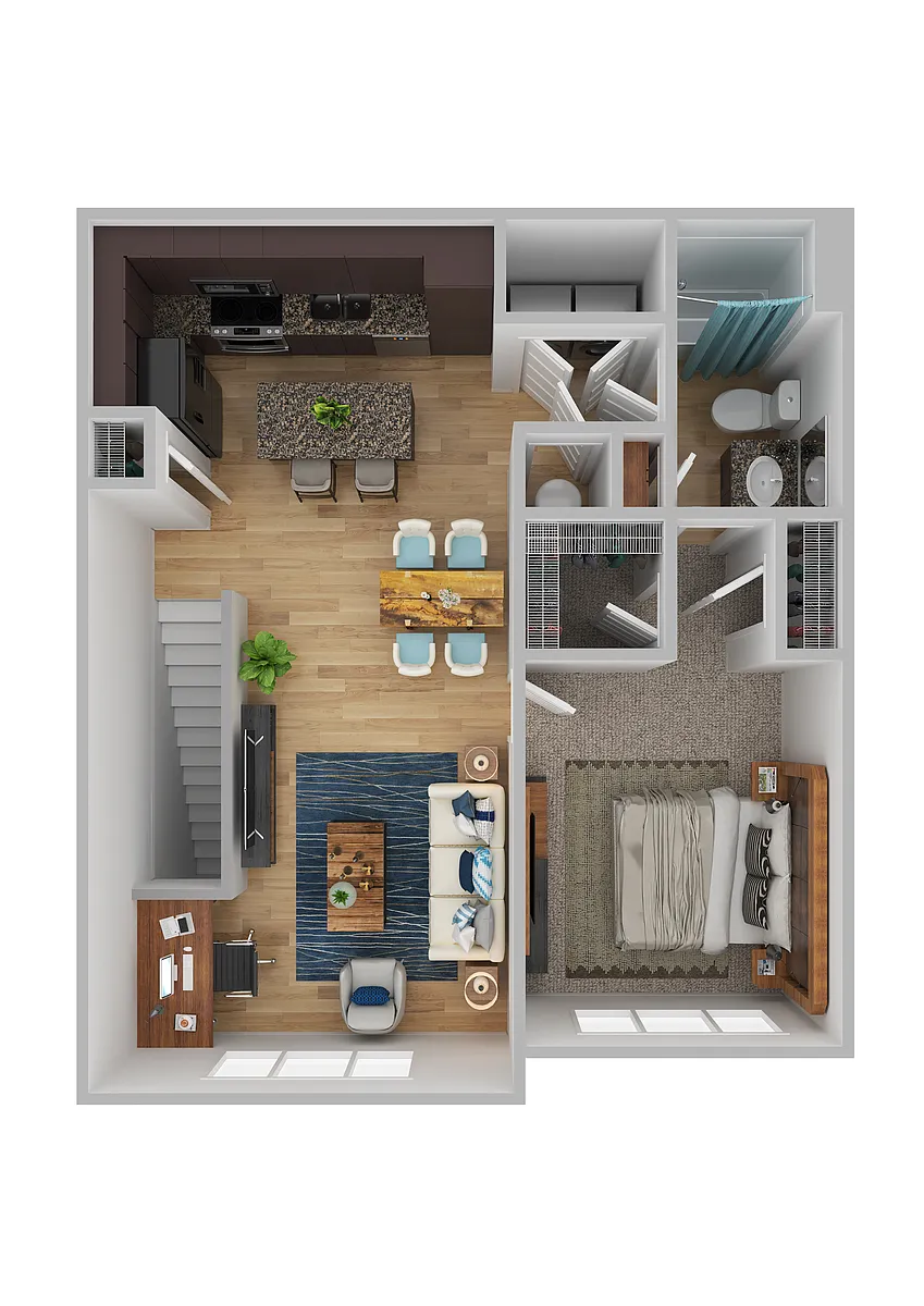 Floor plan A1O - One Bedroom, One Bathroom