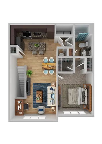 Floor plan A1O - One Bedroom, One Bathroom
