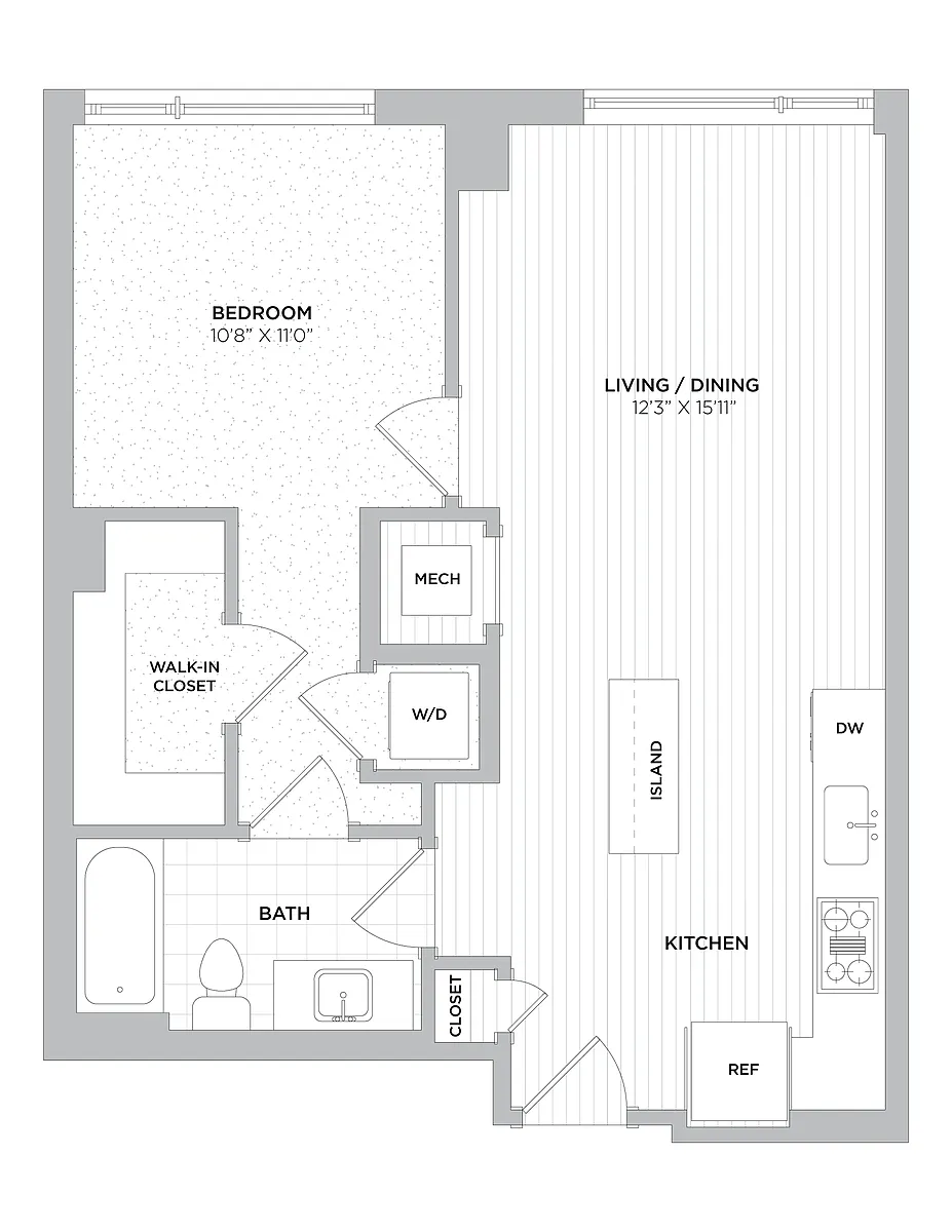 Floor plan 1 Bed/1 Bath-A3